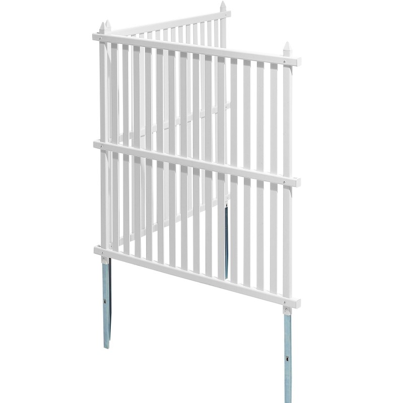 PVC-näkösuojapaneelit 48 x 48 tuumaa valkoiset 2 paneelia galvanoidut piikit ulkokäyttöön