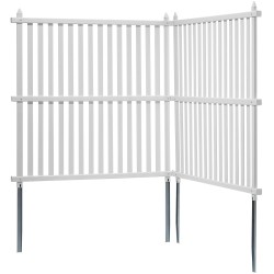 PVC-näkösuojapaneelit 48 x 48 tuumaa valkoiset 2 paneelia galvanoidut piikit ulkokäyttöön