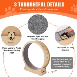 Puinen kissan juoksupyörä MDF 132 cm ulkohalkaisijalla irrotettavalla matolla sisäkäyttöön