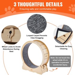 Puinen juoksupyörä kissoille sisäkäyttöön 91 senttimetriä ulkohalkaisija irrotettava matto