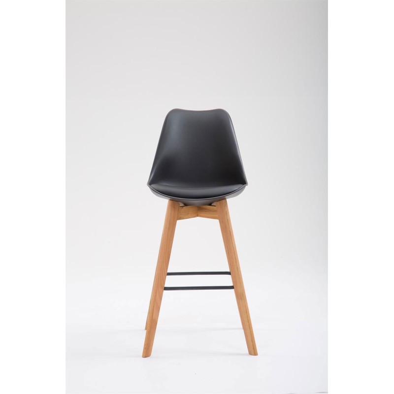 Tyylikäs baarijakkara tammijalustalla ja pehmustetulla istuimella