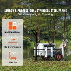 Rantakalastuskärry teräsrunko 11-tuumaiset kumiset ilmakennorenkaat 90,7 kg kantavuus 7 vapatelinettä