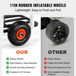 Rantakalastuskärry teräsrunko 11-tuumaiset kumiset ilmakennorenkaat 90,7 kg kantavuus 7 vapatelinettä