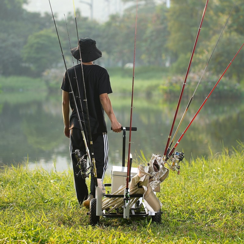 Rantakalastuskärry teräsrunko 11-tuumaiset kumiset ilmakennorenkaat 90,7 kg kantavuus 7 vapatelinettä