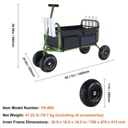 Rantakalastuskärry teräsrunko 136 kg kantavuus 11 tuuman kumipyörät kahdeksan vapatelinettä