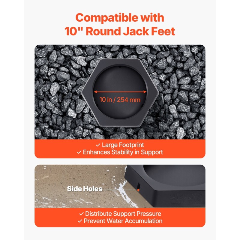 Kumiset tukijalkatyynyt 4 kpl matkailuautoille 10 tuuman jaloille 2,3 t kantavuus