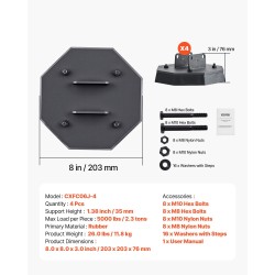 Kumiset tunkkialustat 4 kpl 203x203x76 mm 2,3 t saksitunkille