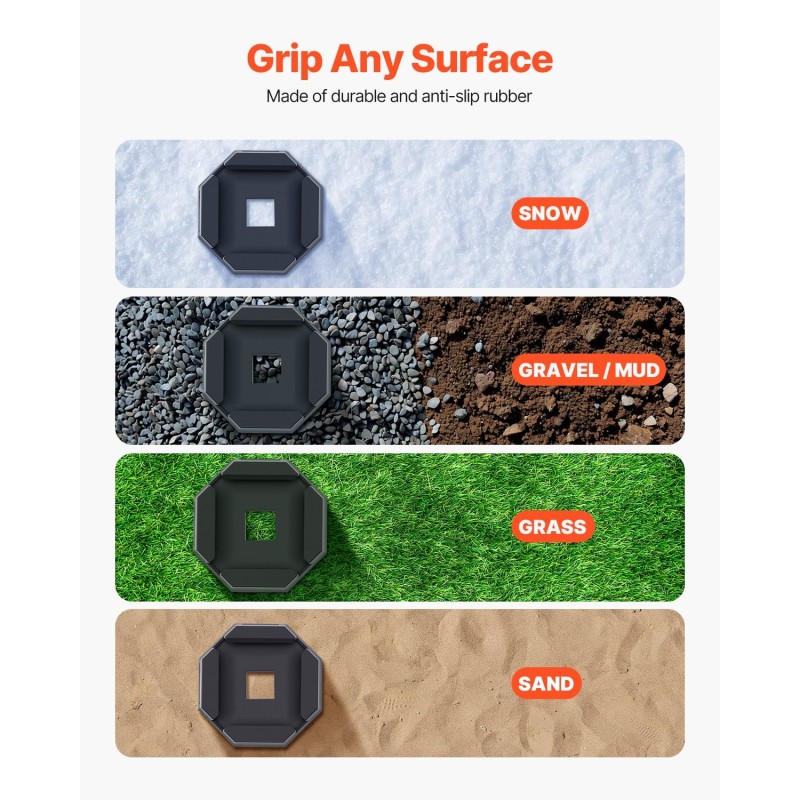 Kumitasauslevyt 5,5 tuuman neliötukijaloille matkailuautoihin 4 kpl