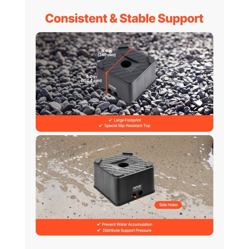 Perävaunun tunkkilohko PP-muovinen 152 mm korkeus 2,7 tonnin kantavuus 1 kpl