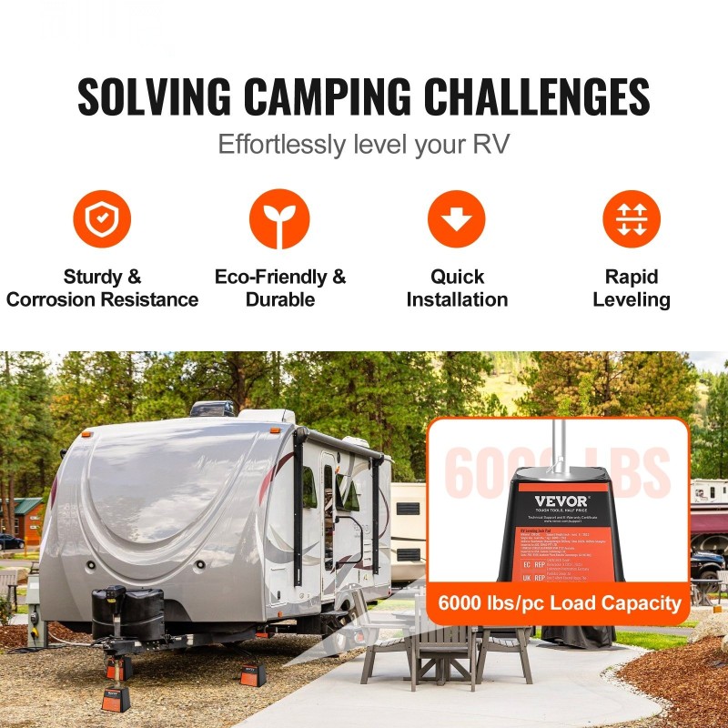 Tukijalkapalikat polypropeeni 245×245×204 mm 4 kpl 2722 kg kantavuus matkailuvaunuille