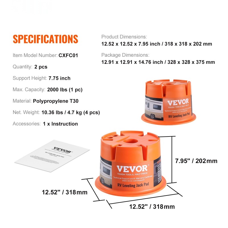 Tukipalikat polypropeeni 2 kpl pinottavat asuntovaunuille ja matkailuautoille