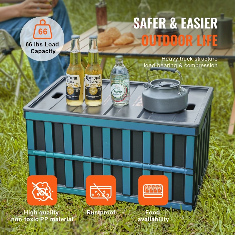 Taitettavat PP-muoviset säilytyslaatikot 65L 3 kpl kannella pinottavat kahvoilla