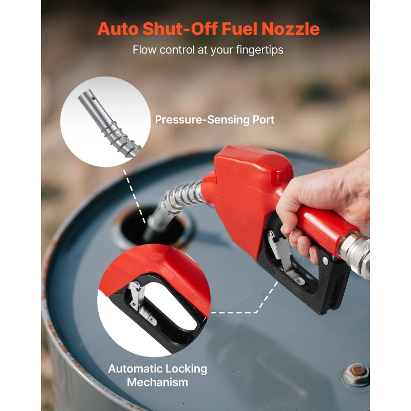 Polttoaineensiirtopumppu kuusikymmentä litraa minuutissa valurautainen pumppupää kuparimoottori mittarilla automaattipistoolilla