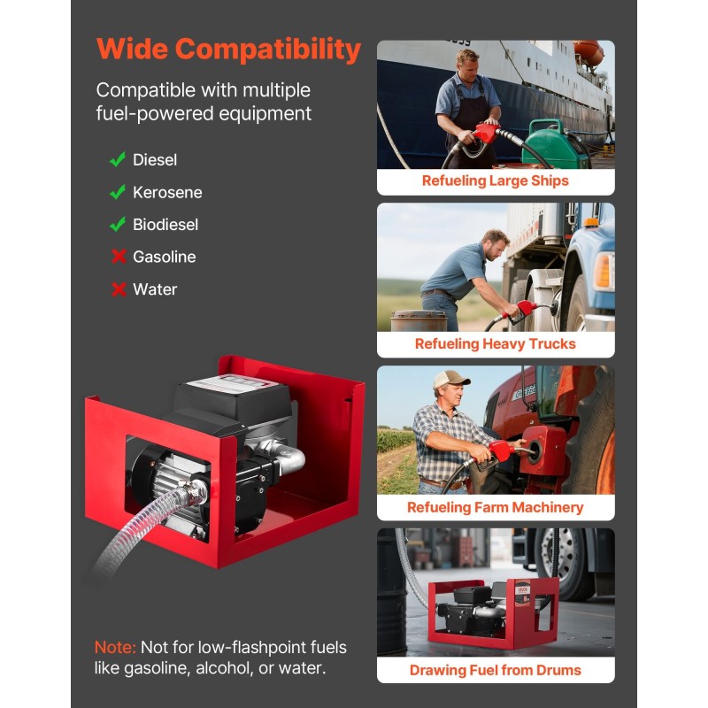 Polttoaineensiirtopumppu kuusikymmentä litraa minuutissa valurautainen pumppupää kuparimoottori mittarilla automaattipistoolilla