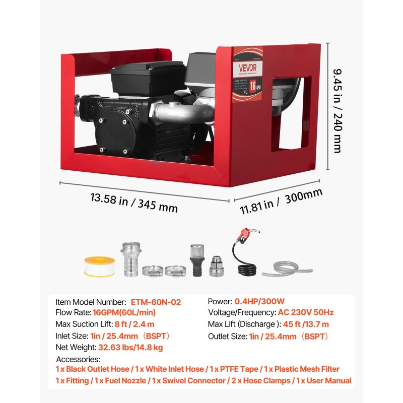 Polttoaineensiirtopumppu kuusikymmentä litraa minuutissa valurautainen pumppupää kuparimoottori mittarilla automaattipistoolilla