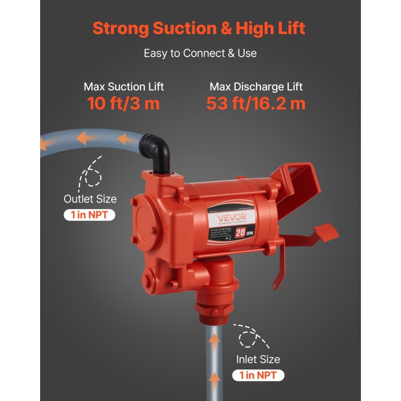 Sähköinen polttoaineensiirtopumppu 76 l/min kuparimoottori valurautarunko automaattinen polttoainepistooli purkuletku