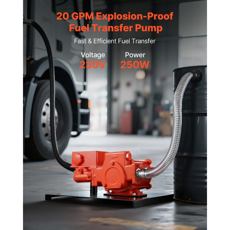 Polttoaineensiirtopumppu 230 V 76 l/min valurautarunkoinen virtausmittarilla ja sulkupistoolilla