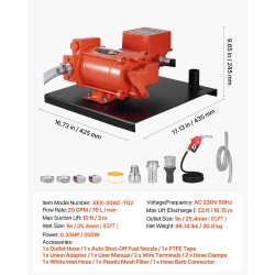 Polttoaineensiirtopumppu 230 V 76 l/min valurautarunkoinen virtausmittarilla ja sulkupistoolilla