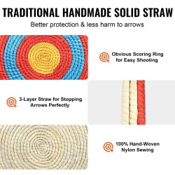 Jousiammuntataulu olkinen pyöreä 20-tuumainen kolme kerrosta käsintehty kantokahvalla