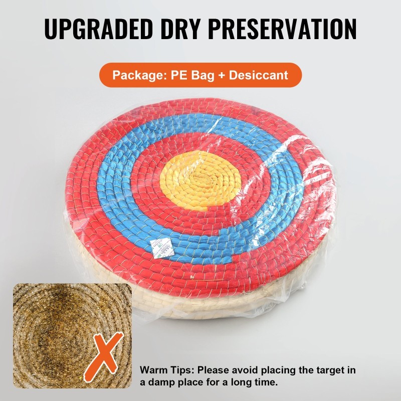 Pyöreä olkitaulu 5 kerrosta 51 cm kantokahvalla jousiammunnan harjoitteluun