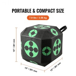 Jousiammuntataulu XPE-vaahtopinnalla 15x15 tuumaa ulkokäyttöön kevyt kantokahvalla