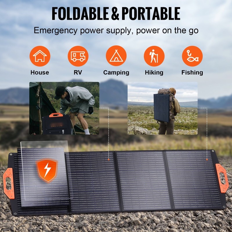 Taitettava 120W monokiteinen ETFE aurinkopaneeli IP67 18V USB-C QC3.0