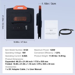 Taitettava 120W monokiteinen ETFE aurinkopaneeli IP67 18V USB-C QC3.0