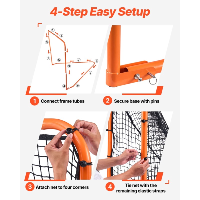 Lacrosse-maali teräsrunko 6x6x7ft taittuva kannettava polyesteriverkko harjoituksiin nuorille ja aikuisille