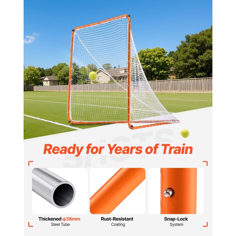 Lacrosse-maali teräsrunko 6x6x7ft harjoitusmaali kannettava kantolaukulla nuorille ja aikuisille