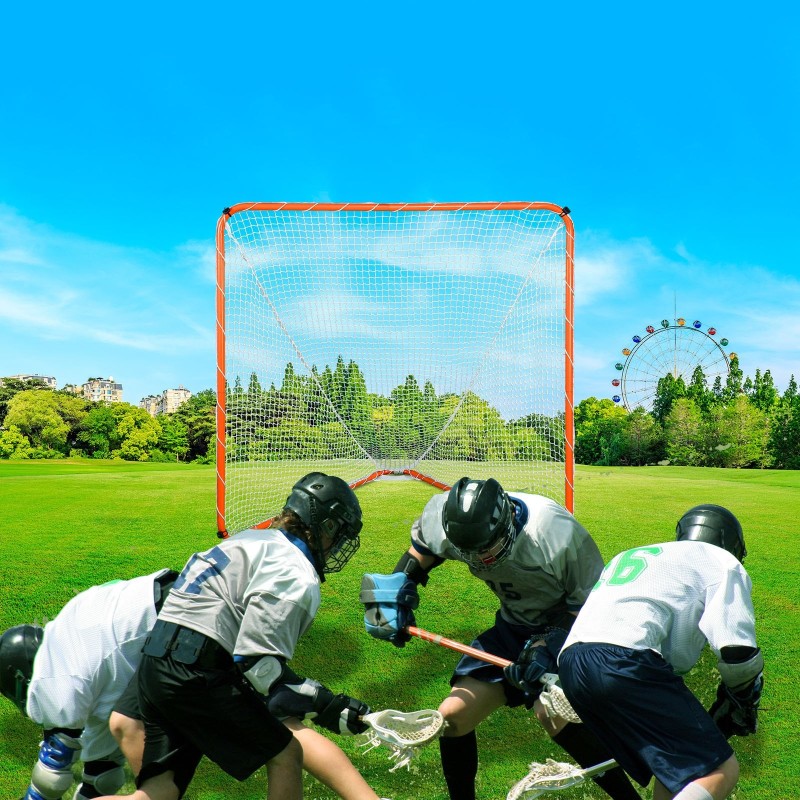 Lacrosse-maali teräsrunko 6x6x7ft harjoitusmaali kannettava kantolaukulla nuorille ja aikuisille