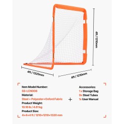 Lacrosse-maali rautarunkoinen 4 x 4 jalkaa taitettava nuorten harjoituksiin