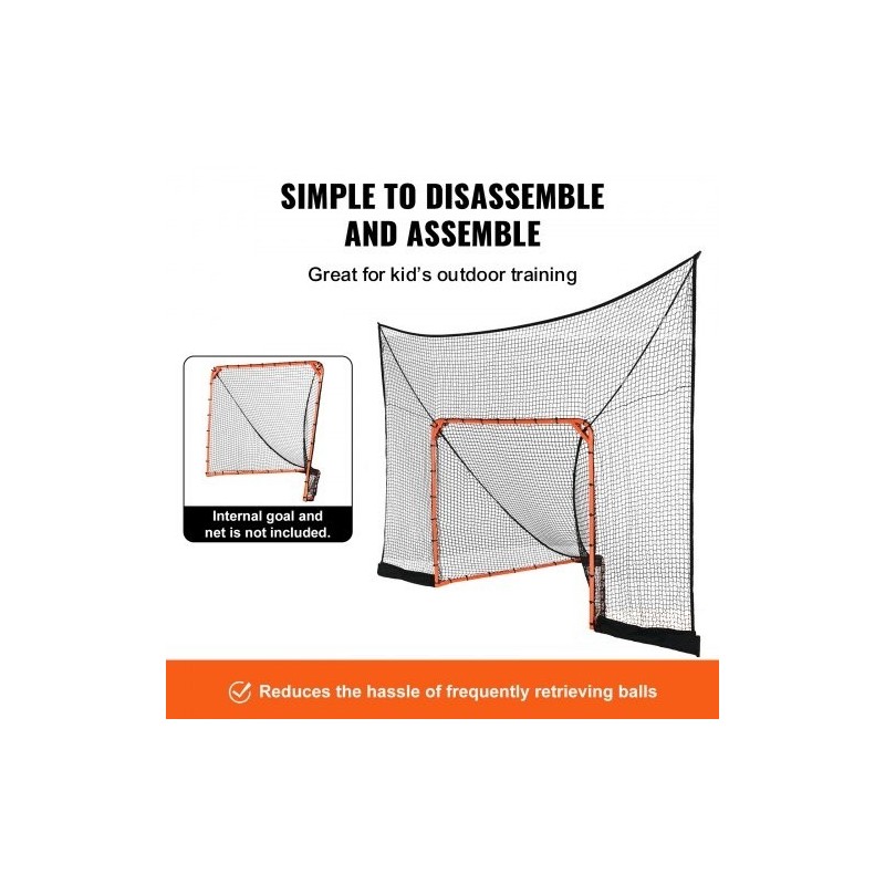 Maalitaustaverkko lacrosseen ja jääkiekkoon solmuton polyesteriverkko 12x9 jalkaa 14 karabiinihakaa