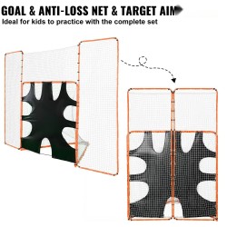 Lacrosse-maali 3-in-1 teräsrunko 12 x 9 jalkaa taustaverkolla ja tarkkuustaululla