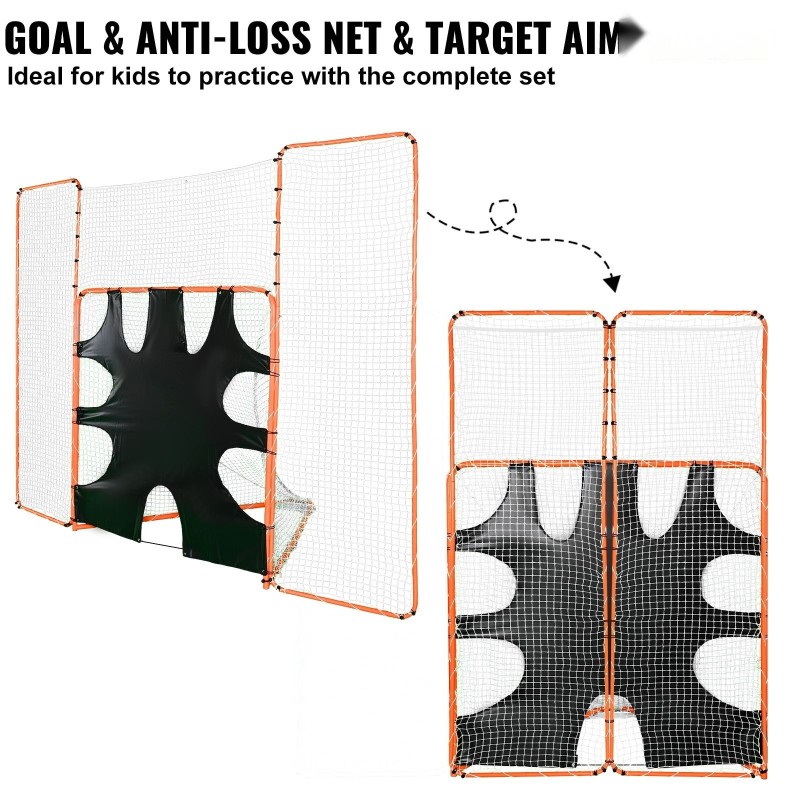 Lacrosse-maali 3-in-1 teräsrunko 12 x 9 jalkaa taustaverkolla ja tarkkuustaululla