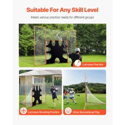 Lacrosse-maali oranssi teräsrunko 12x9 jalkaa kolmiosainen taustaverkko maalitaulu polyesteriverkko