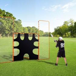 Lacrosse-maali oranssi teräsrunko 12x9 jalkaa kolmiosainen taustaverkko maalitaulu polyesteriverkko