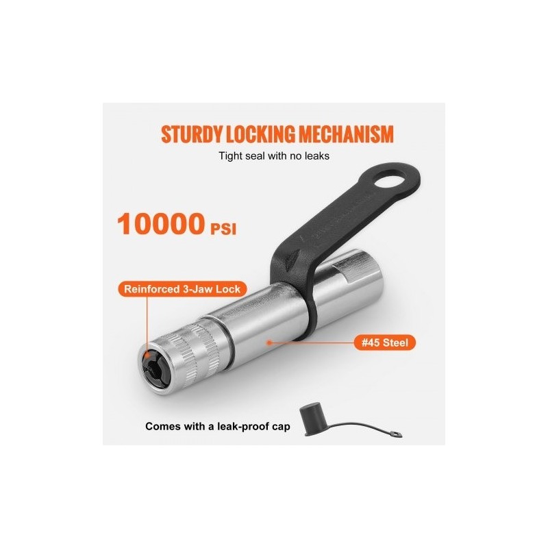 Rasvaprässin 1/8-tuumainen NPT-liitin jousiteräs, 3-leukainen, 2 kpl