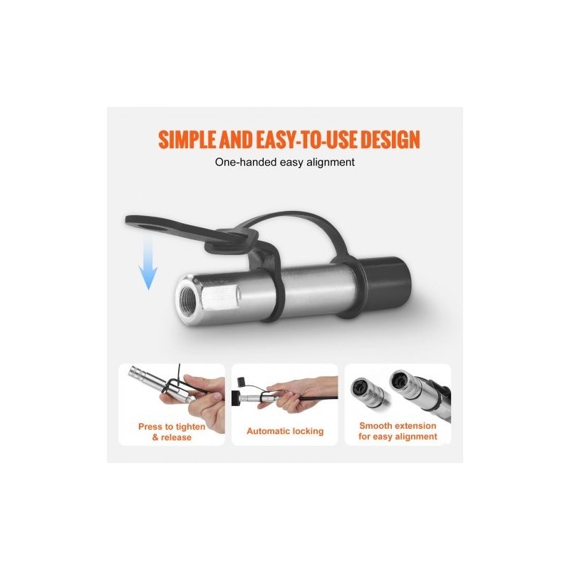 Rasvaprässin 1/8-tuumainen NPT-liitin jousiteräs, 3-leukainen, 2 kpl