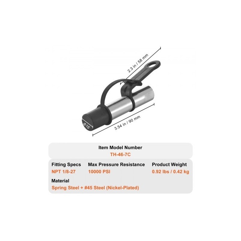 Rasvaprässin 1/8-tuumainen NPT-liitin jousiteräs, 3-leukainen, 2 kpl