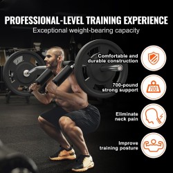 Kyykkytanko turvallinen 315kg kantavuus 28mm olka ja niskapehmusteilla yhteensopiva 2 tuuman levypainoille