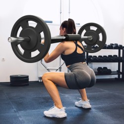 Kyykkytanko turvallinen 315kg kantavuus 28mm olka ja niskapehmusteilla yhteensopiva 2 tuuman levypainoille