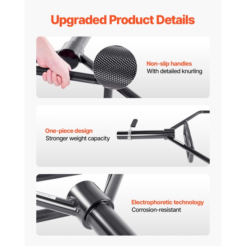 Kuusikulmainen trap-tanko teräs 50 mm holkit 360 kg kapasiteetti karhennetut kahvat