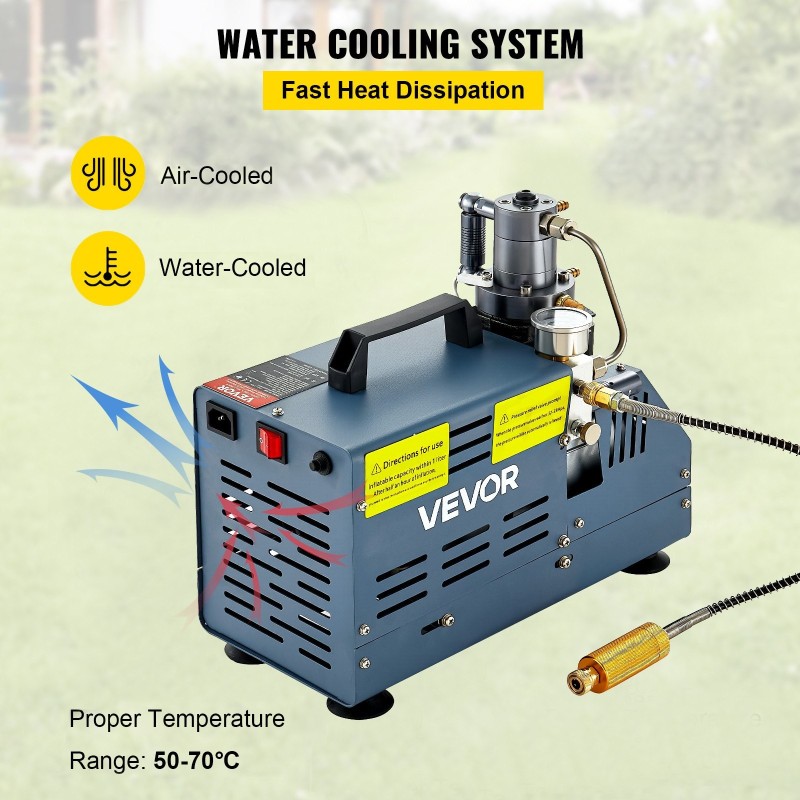 Korkeapainekompressori 1800W 300BAR vesijäähdytys automaattinen pysäytys ilmakivääreille ja sukelluspulloille