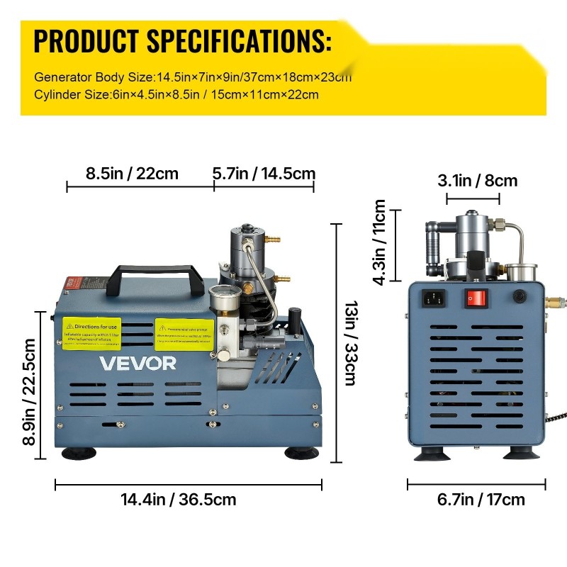 Korkeapainekompressori 1800W 300BAR vesijäähdytys automaattinen pysäytys ilmakivääreille ja sukelluspulloille