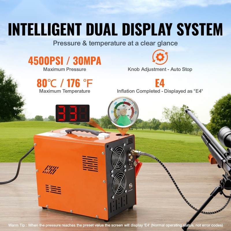 PCP-ilmakompressori kannettava 30 MPa 4500 PSI 600W muunnin DC12V ja AC230V öljytön