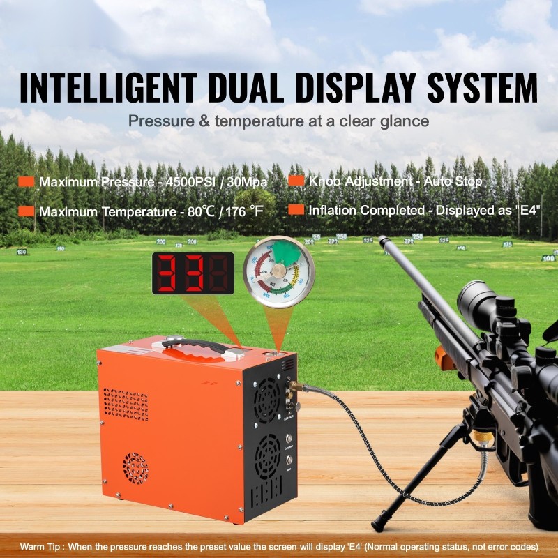 Kannettava PCP-ilmakompressori 4500PSI 30Mpa DC12V AC230V vesi ja tuuletinjäähdytys