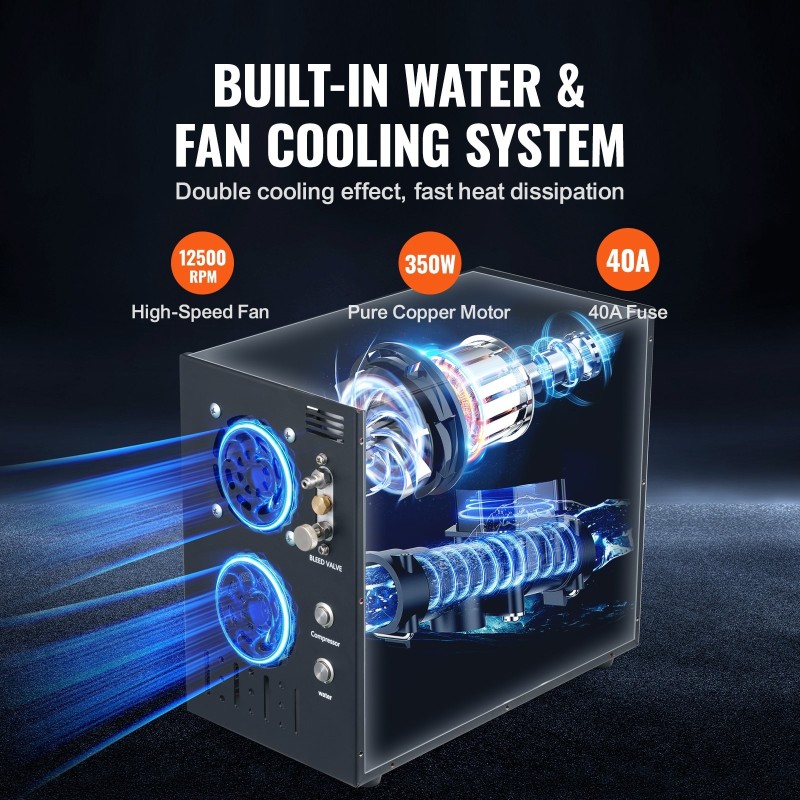 Kannettava PCP-ilmakompressori 4500PSI 30Mpa DC12V AC230V vesi ja tuuletinjäähdytys