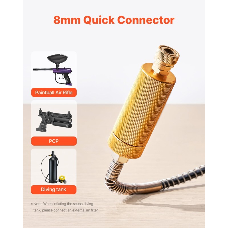 PCP-kompressori 800 wattia kaksisylinterinen tuuletinjäähdytys 30 megapascalin paine automaattinen pysäytys