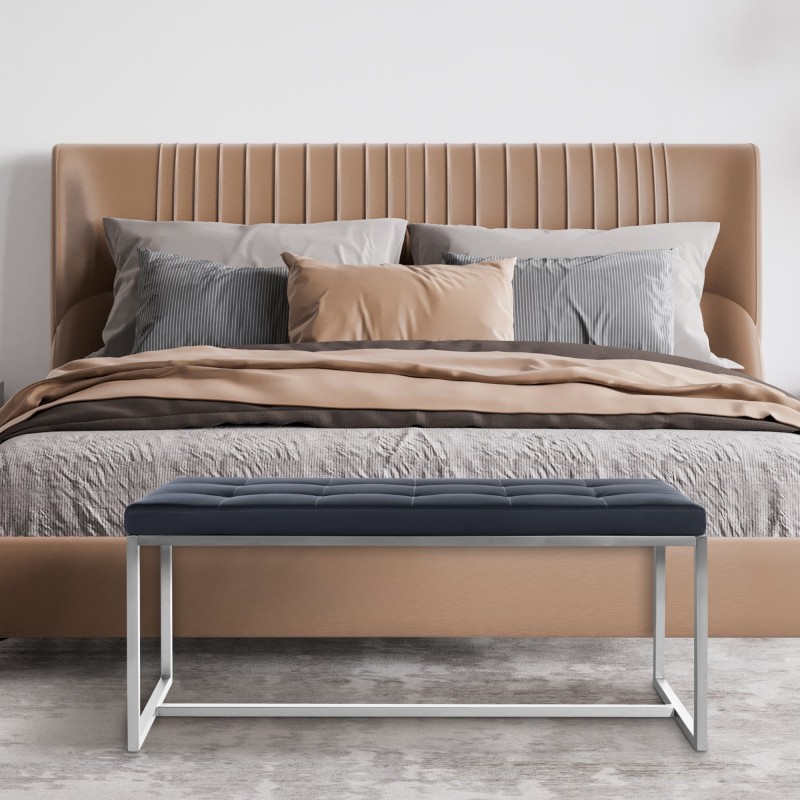 Tyylikäs Barci-penkki keinonahkainen monipuolinen istuinratkaisu teräsrungolla 100cm