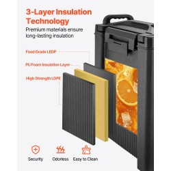 Juoma-annostelija eristetty 19 l 2 kpl kuuma ja kylmä elintarvikekelpoinen musta